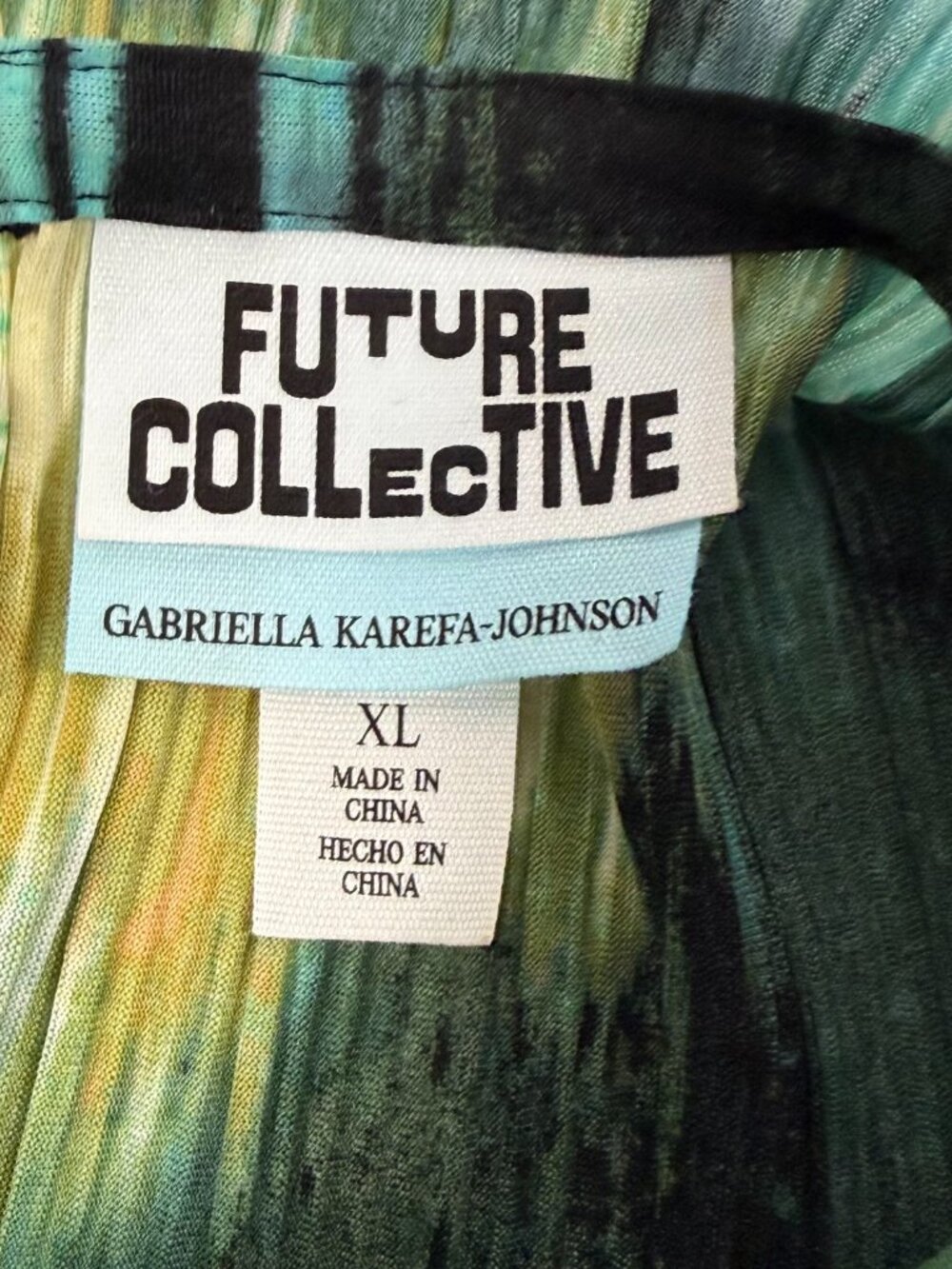 Sleeveless Future Collective Gabriella Karefa-Johnson Teal Plisse Midi Size XL - Picture 8 of 10